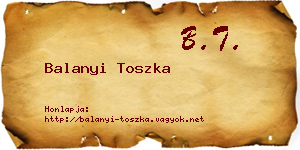 Balanyi Toszka névjegykártya
